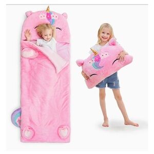 •NEW iPlay iLearn Unicorn Sleeping Bag Nap Mat Plush 2 In 1 Pink Pillow